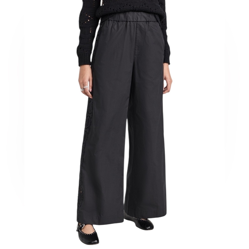 Sea New York Maeve Black Cotton Open Embroidered Side Panel Pants Women’s XS - Picture 3 of 8